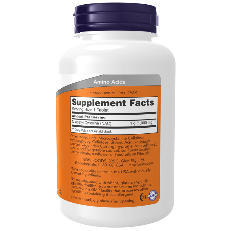 NOW Supplements, NAC (N-Acetyl-Cysteine) 1,000 mg, Free Radical Protection*, 120 Tablets 120 Count (Pack of 1)