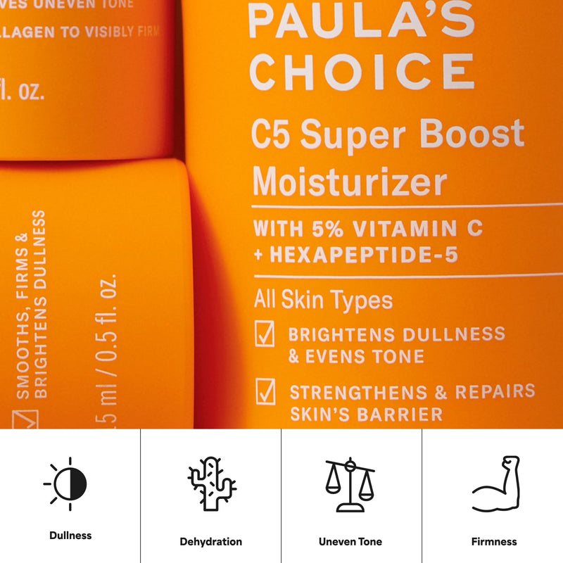 Paula's Choice C5 Super Boost Face Moisturizer with 5% Vitamin C | Daily Face Lotion with Squalane for Discoloration, Uneven Tone, Fine Lines & Breakout-Prone Skin, Fragrance-Free 1.7 Fl Oz (Pack of 1)