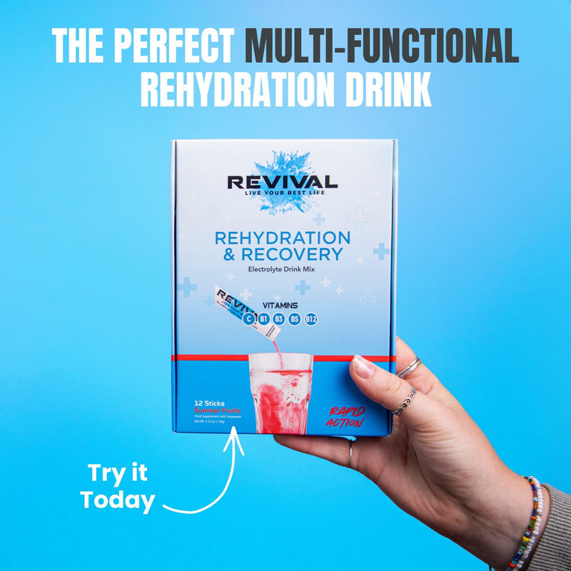 Revival Rapid Rehydration, Electrolytes Powder - High Strength Vitamin C, B1, B3, B5, B12 Supplement Sachet Drink, Effervescent Electrolyte Hydration Tablets 6 Pack Yuzu Pineapple Flavours 6 Servings (Pack of 1)