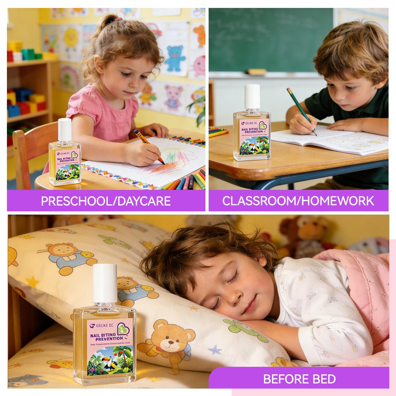 Gelike ec Stop Kids Nail Biting: Strong Extra Bitter Polish for Children | Safe Non Toxic Japanese Vegan Organic Formula to Stop Nail Biting & Thumb Sucking - Long Lasting Clear Treatment for girls