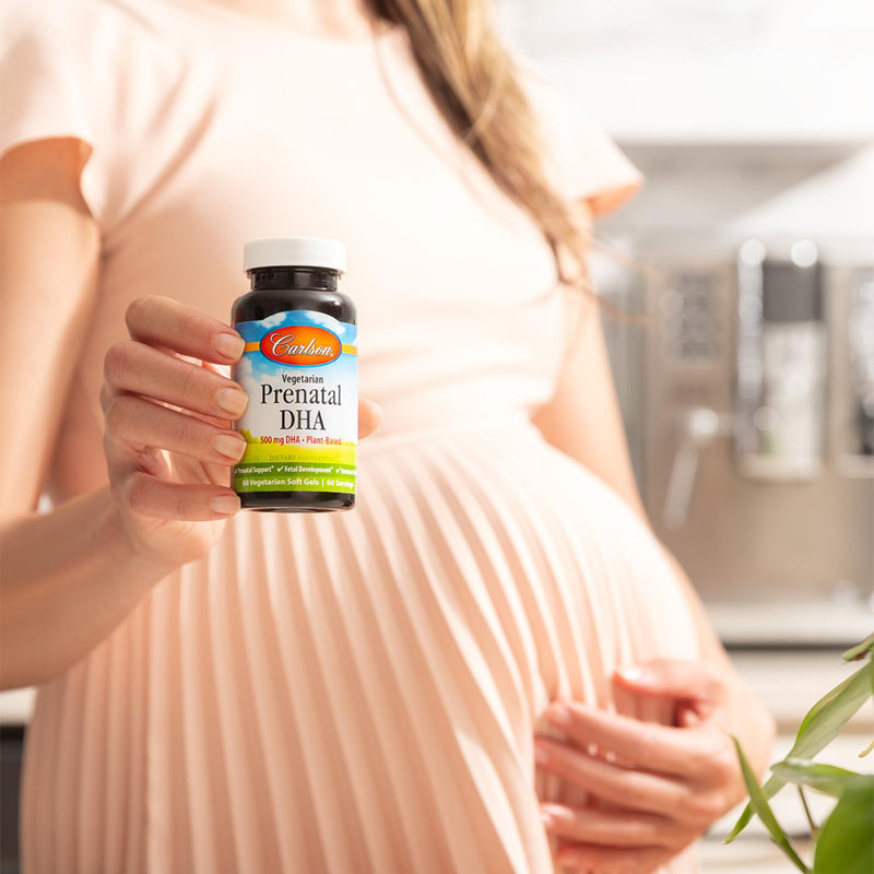 Carlson Vegetarian Prenatal DHA, 500 mg, DHA, Plant Based, 60 Softgels | Sustainably Sourced From Algae; Prenatal Support; Fetal Development