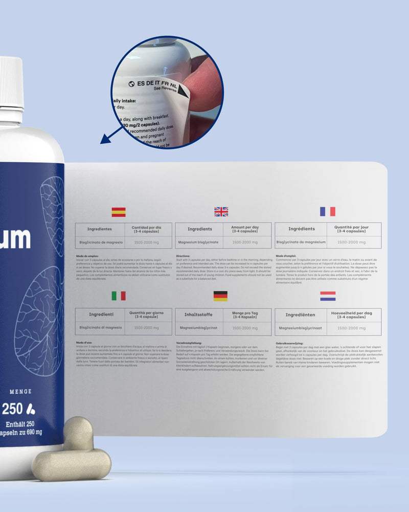 [Australia] - Magnesium bisglycinate 2000 mg - HIGH DOSE, 250 capsules | Premium: Chelated magnesium with high bioavailability for restful sleep, energy, bones and muscles, concentration. Magnesium bisglycinate 