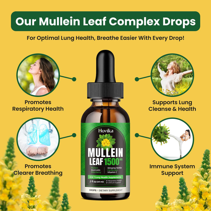 [Australia] - Mullein Drops for Lungs - Mullein Leaf Extract with Quercetin, Cordyceps, Elderberry, Stinging Nettle, Vitamin C, Support Lung Cleanse & Respiratory Function, Natural Supplement, 2 Fl Oz 