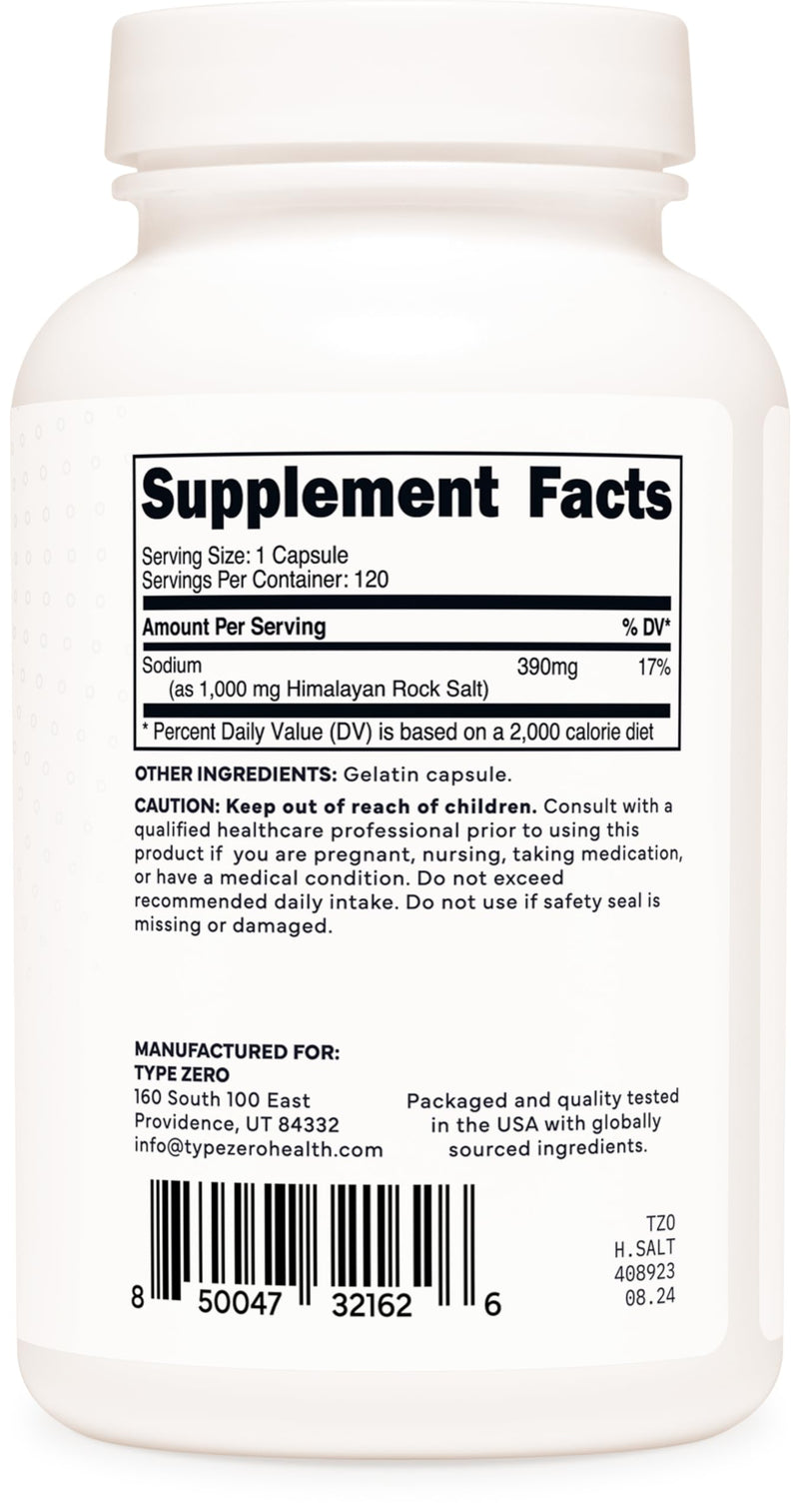 [Australia] - Type Zero Himalayan Rock Salt Capsules (120 Capsules) (1000mg per serving) 