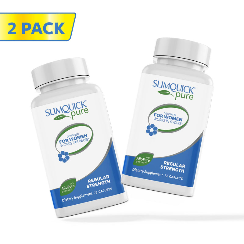 [Australia] - Slimquick Pure 3x Regular Strength Pills for Women to Help Achieve Weight Goals, Helps Metabolism, Lose Excess Water, Keeps Full for Longer with AlloPure Green Tea, Caffine, Caste Tree - 2x72 Capsules 