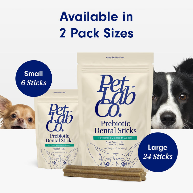 PetLab Co. Dental Sticks – Dog Dental Chews -Target Plaque & Tartar Build-Up at The Source - Designed to Maintain Your Dog’s Oral Health, Keep Breath Fresh and Provide Digestive Help (24 Sticks) Prebiotic 24 Count (Pack of 1) - PawsPlanet Australia