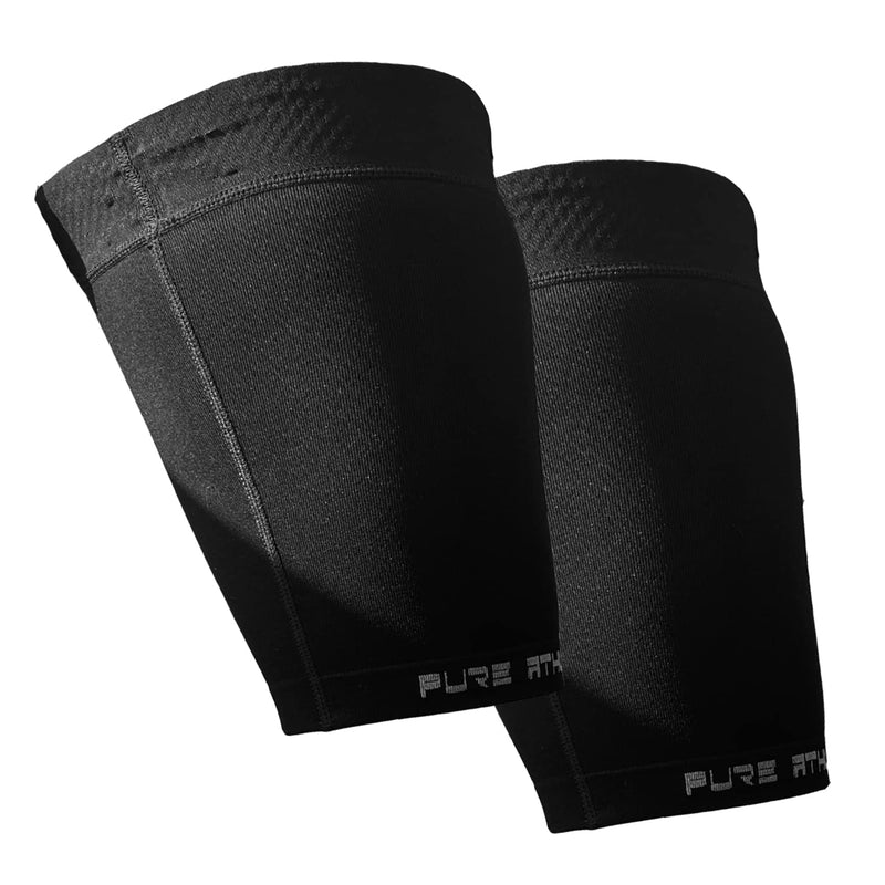 Thigh Compression Sleeve – Hamstring, Quadriceps, Groin Pull and Strains – Running, Basketball, Tennis, Soccer, Sports – Athletic Thigh Support (Single) (2 Sleeves - Midnight Black, M) 2 Sleeves - Midnight Black Medium