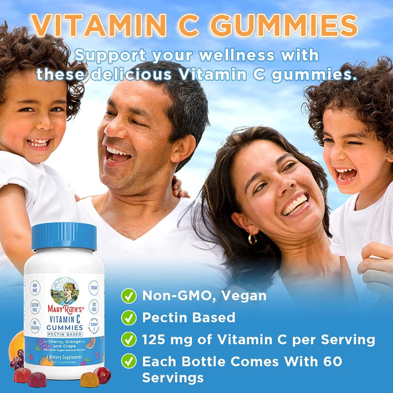 MARYRUTH'S Organics Vitamin C Gummies & Liposomal Immunity Bundle | Vitamin C Chewable Gummies, 60ct | Megadose Vitamin C Liposomal 500mg, 7.6oz | Formulated for Adults & Kids | Vegan Immune Support