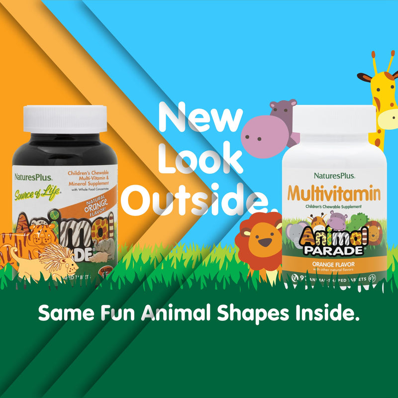 [Australia] - Natures Plus Animal Parade Children's Chewable Multivitamin - Orange Flavor - 90 Animal-Shaped Tablets - Promotes Health & Well-Being - Vegetarian, Gluten Free - 45 Servings 90 Count (Pack of 1) 