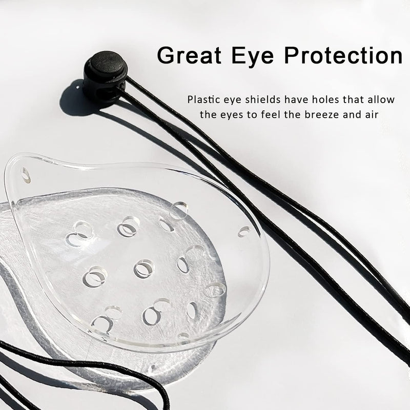 Eye Shield, 2 Pcs Plastic Eye Shield Eye Patch for Eye Surgery Covering Breathable After Surgery Eye Protection with 1 Roll Tape & 2 Elastic Rope, Clear