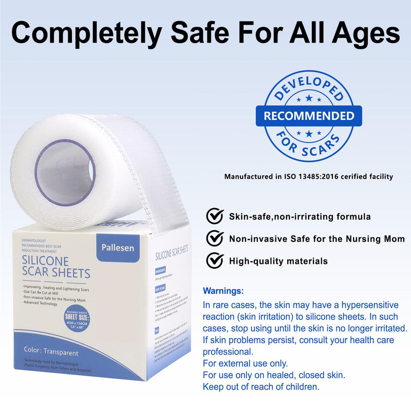 [Australia] - Silicone Scar Sheets, Silicone Scar Tape, Transparent 1.6”X 60”,Silicone Tape For Scars,Scar Sheets For Surgical Scars,For C-Section, Tummy Tuck, Acne Scar Treatment, Keloid Scar Remova 