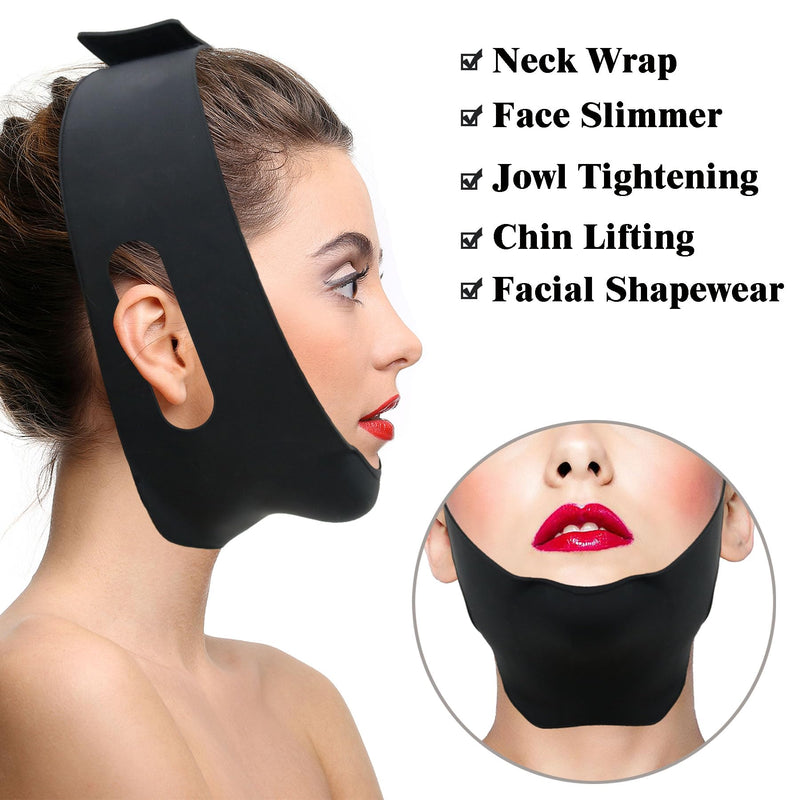 [Australia] - Post Surgical Chin Strap for Women，Anti Snoring Chin Strap，Chin Lipo Compression Garment，Lipo Post Chin Strap，Reusable Silicone Chin Strap (Black) Black 
