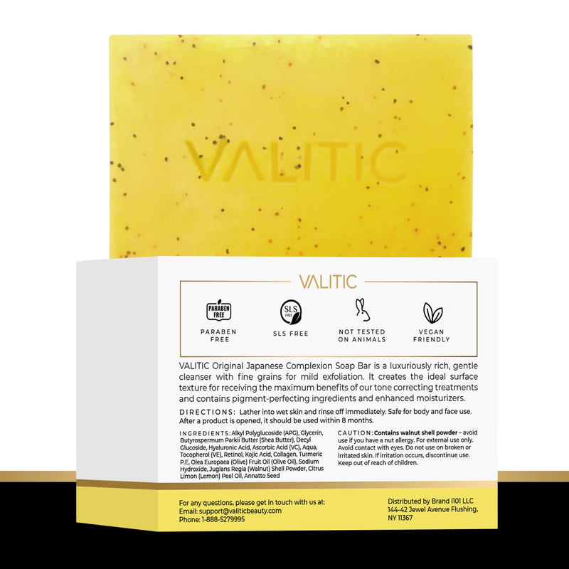 VALITIC Lemon Turmeric Soap for Dark Spots - Kojic Acid Soap for Face and Body - Exfoliating Bar for Brightening, Skin Tone Corrector with Retinol, Vitamin C, Collagen and Hyaluronic Acid - 1 Pack