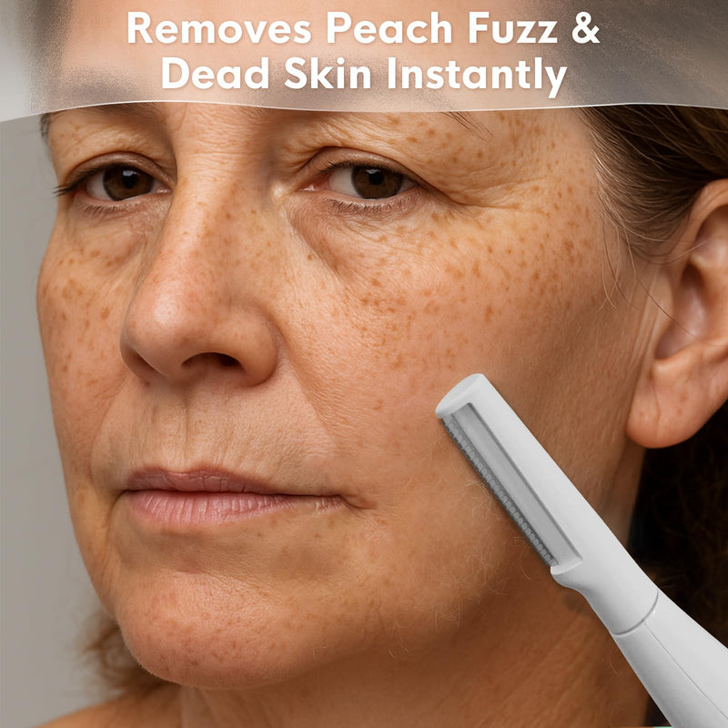 [Australia] - Sonic Dermaplane Razor for Women Face,Women’S Facial Exfoliation & Peach Fuzz Hair Removal System,Anti-Aging–3 Speeds–8 Dermaplaning Blades–Rechargeable,Sonic Dermaplaning Tool White 