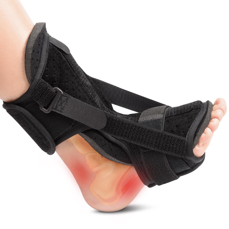 Plantar Fasciitis Night Splint: Upgraded Brace with Soft Memory Foam Pad | Ankle Brace for Plantar Fasciitis Relief Achilles Tendonitis Relief Foot Drop Heel Arch Pain Black Black-1pack