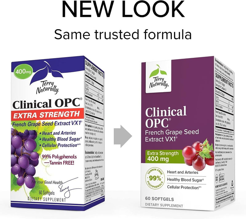 [Australia] - Terry Naturally Clinical OPC Extra Strength - 60 Softgels - French Grape Seed Extract Supplement - - Non-GMO, Gluten Free - 60 Servings 1 