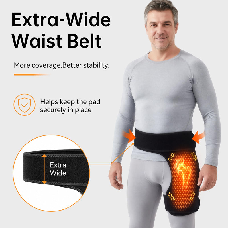 Cordless Heated Massage for Hip,Sciatica Pain Relief,5000mAh Power Bank,Hip Support Brace,Relief Waist Pain,Lower Back,Thigh,Buttock Electric Heating Pad,3-Level Heat Therapy, Holiday Gifts Hip Heating pad