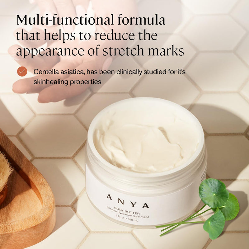 [Australia] - ANYA Body Butter, 5oz - Stretch mark repair and prevention lotion. Dermatologist-tested, Breastfeeding Safe ultra-rich cream, keeps skin hydrated postpartum. Essentials Gifts Baby Shower Gifts 