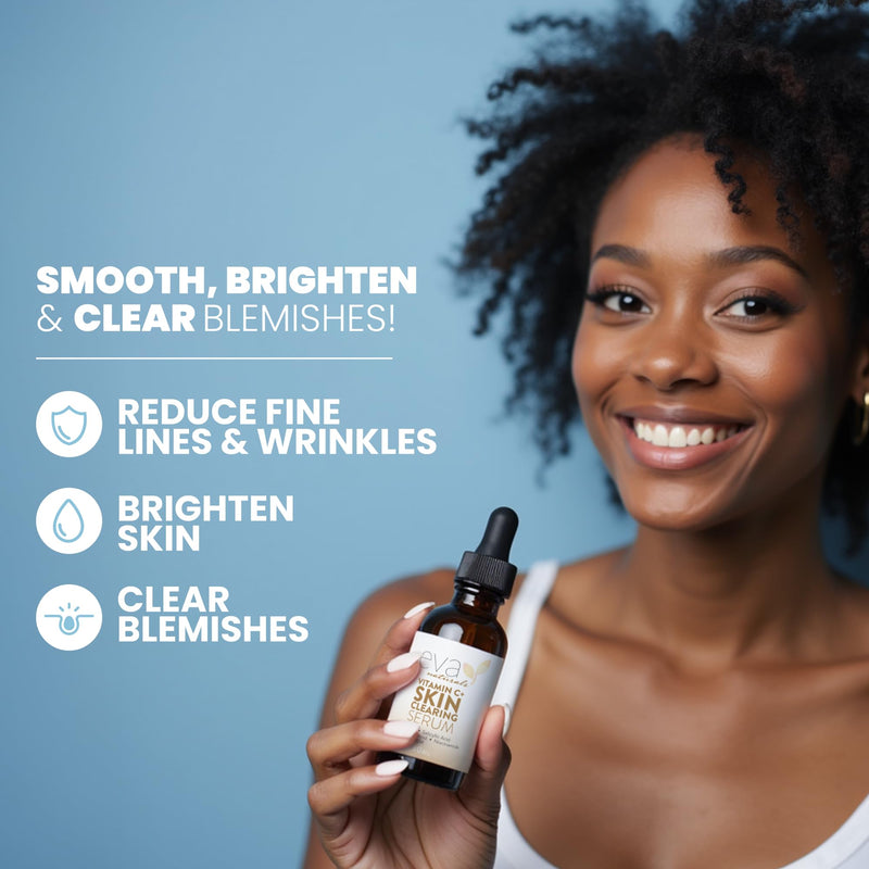 Eva Naturals Vitamin C Serum, Retinol, Salicylic Acid & Niacinamide, Acne | Hyaluronic acid, msm, dark spots, blemishes, spot treatment, skin clearing, anti-aging 1 Fl Oz (Pack of 1)
