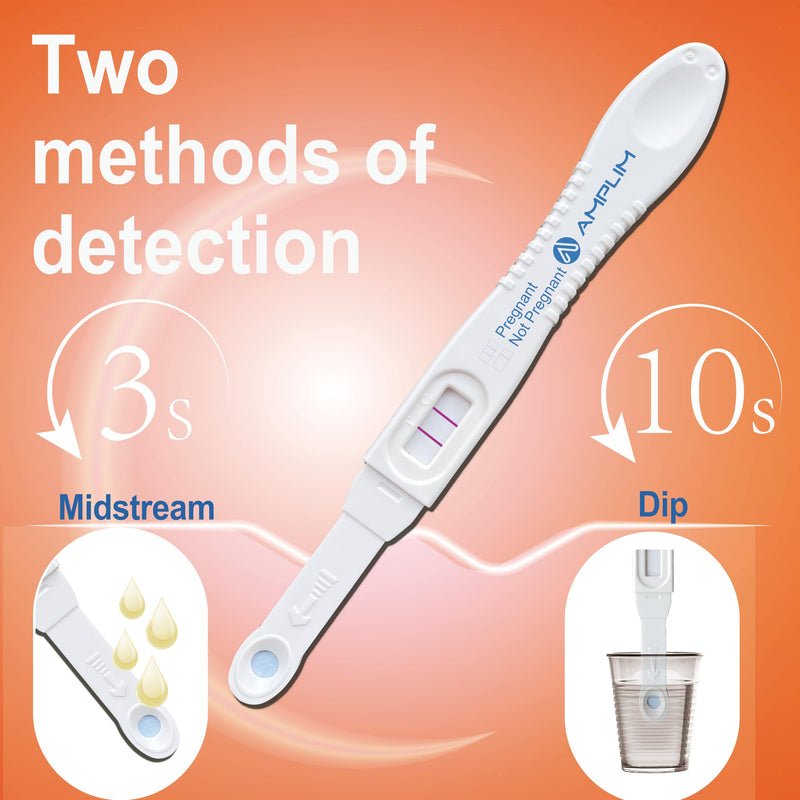 Amplim Early Result Pregnancy Test, 10 Ct Early Detection Pregnancy Tests, Bulk Pack, Ultra Sensitive Low 10mIU/mL HCG, 99.99% Accurate Pregnant Results, Dual Detection - Midstream or Dip 1 Count (Pack of 10)