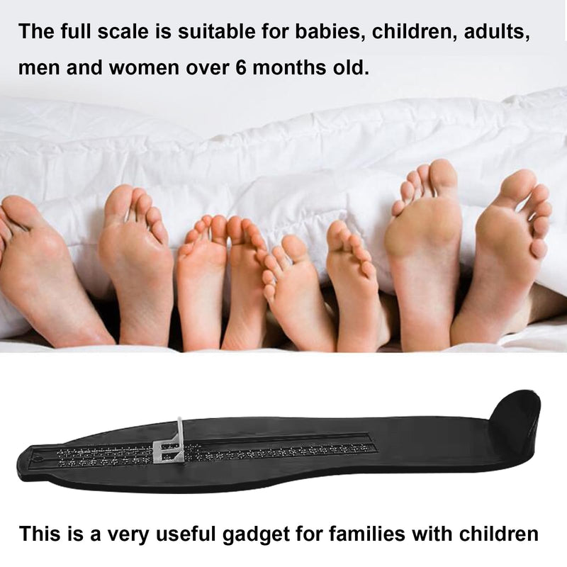 [Australia] - EEPLUYTY Foot Measurer, Black Foot Gauge, Kids Adults Foot Gauge-European and British, Suitable for Measuring Feet of Children and Adults, 18-47 (Comes with Tape Measure) 