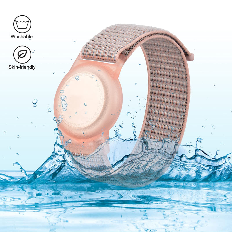 [Australia] - Kids Wristband Compatible with Apple AirTag, Protective Case for Air Tag GPS Tracker Holder with Nylon Bracelet, Adjustable Anti Lost Watch Band for Toddler Child Elder (Pink) Pink 