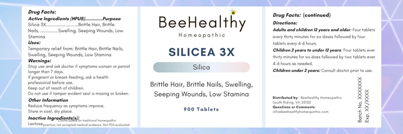 Silicea 3X. 900 Tablets - Homeopathic