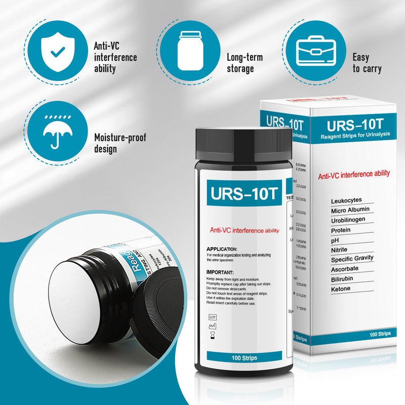[Australia] - Urine Test Strips URS 10-in-1,10 Parameters UTI Test Strips,Ketone Test Strips,Urine Test Strips for Nitrite, Bilirubin, pH, Protein,UTI, More,100 CT Urine Test Strips for Urinalysis. 