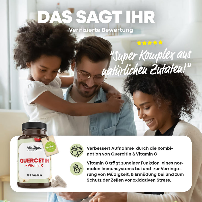 [Australia] - Quercetin 500 mg high dose (180 capsules) with vitamin C - Vegan - Quercetin high dose 