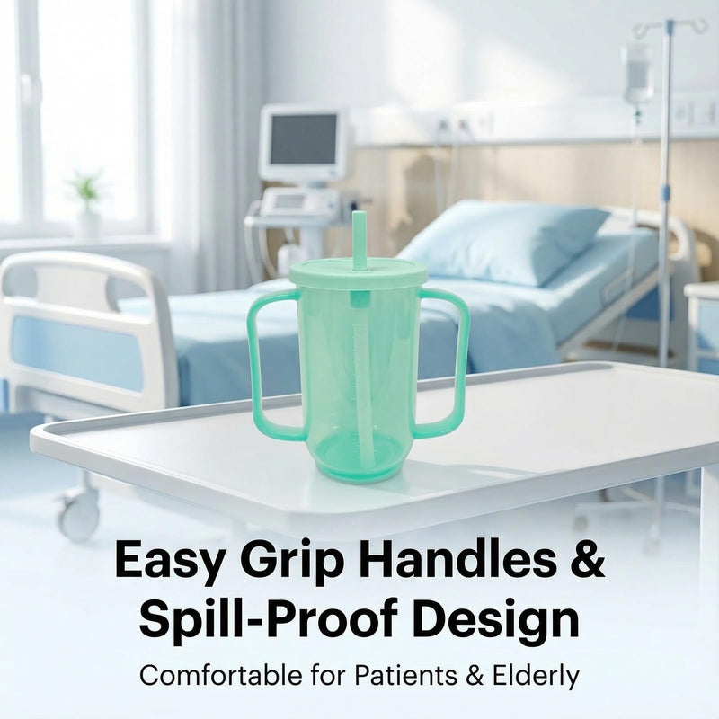 1 Pack 350ML Smoothie Cup, Non-Spill Drinking Cup with Lid and Straw, Free Flow Sippy Cup for Adults & Elderly, Leak-Proof Care Cup for Bedridden Patients (Modern Design)