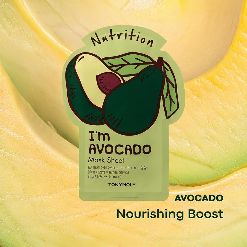 TONYMOLY I’m Pearl Luminating Sheet Mask Avocado, 10 Pack