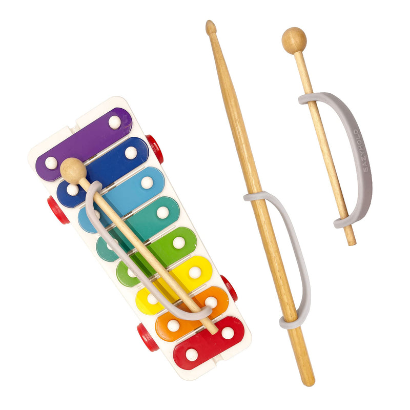 [Australia] - EazyHold Silver Silicone Universal Cuff, Weak Hand Grip Assistive Device for Large Hands or Limbs, Eating Utensils Holder, Adaptive Dining Ware, Tremors, Stroke, Arthritis 2-Pack 7.25" 
