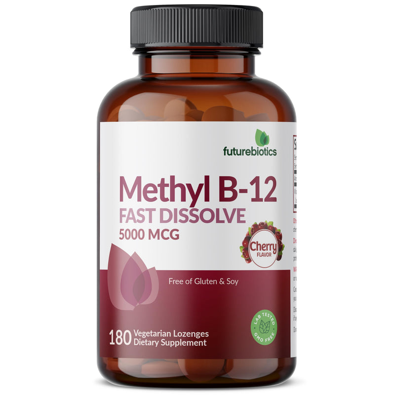 Futurebiotics Methyl B12 5000 MCG Vitamin B12 Methylcobalamin, Cherry Flavor Non-GMO, 180 Vegetarian Lozenges 180 Count (Pack of 1)