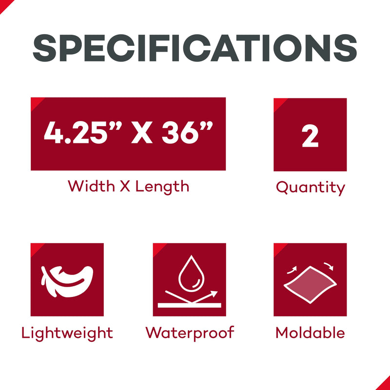 Dealmed Padded Orange Rolled Aluminum Splint - Flexible, Reusable, Waterproof, Lightweight - 2 Count