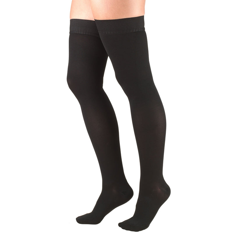 [Australia] - Truform 20-30 mmHg Compression Stockings for Men and Women, Thigh High Length, Dot Top, Closed Toe, Black, Medium Medium (1 Pair) 