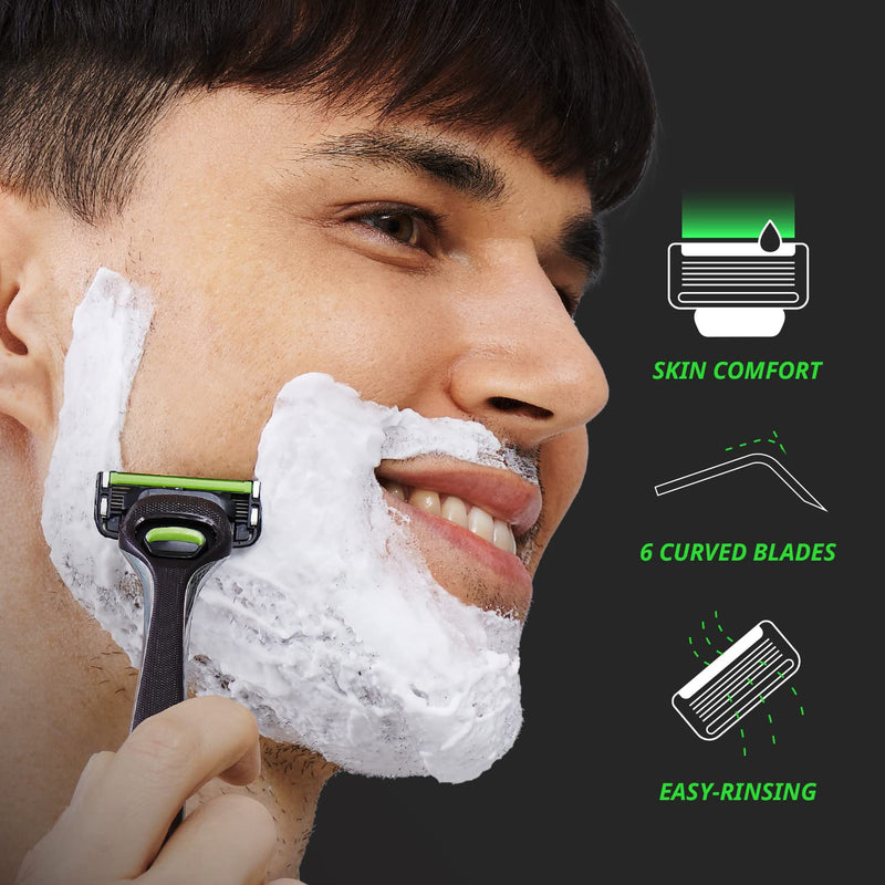 [Australia] - Dorco Pace 6 Pro - Six Blade Razor System with Trimmer - 2 Replacement Handles (Handles Only) 