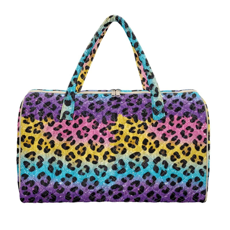 BIGCARJOB Leopard Print Travel Duffle Bag Large Overnight Bag Carry On Garment Duffel Bags Gym Accessories Personal Item Travel Bags for Women