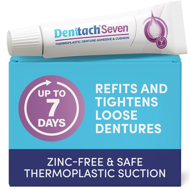 [Australia] - Denttach Seven Denture Adhesive, Thermoplastic Denture Cushion and Reliner, Upper and Lower Denture Comfort for Up to 7 Days, Zero Glue, Zinc Free 1 