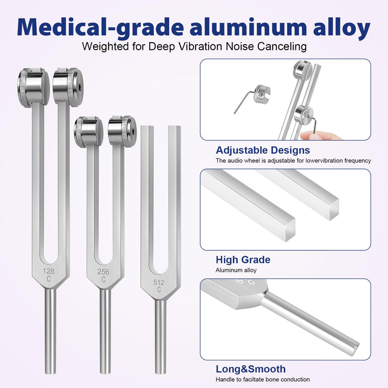 [Australia] - Tuning Forks for Healing Set (128HZ, 256HZ, 512HZ),Tuning Fork with Reflex Hammer 3-Piece Tuning Forks Perfect for Healing, Chakra, Sound Therapy, Keep Body, Mind and Spirit in Perfect Harmony 
