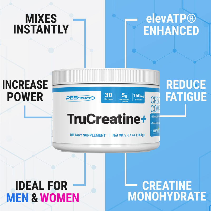 [Australia] - PEScience TruCreatine+, Pure Creatine Monohydrate and ElevATP Powder, 30 Servings 30 Servings (Pack of 1) 