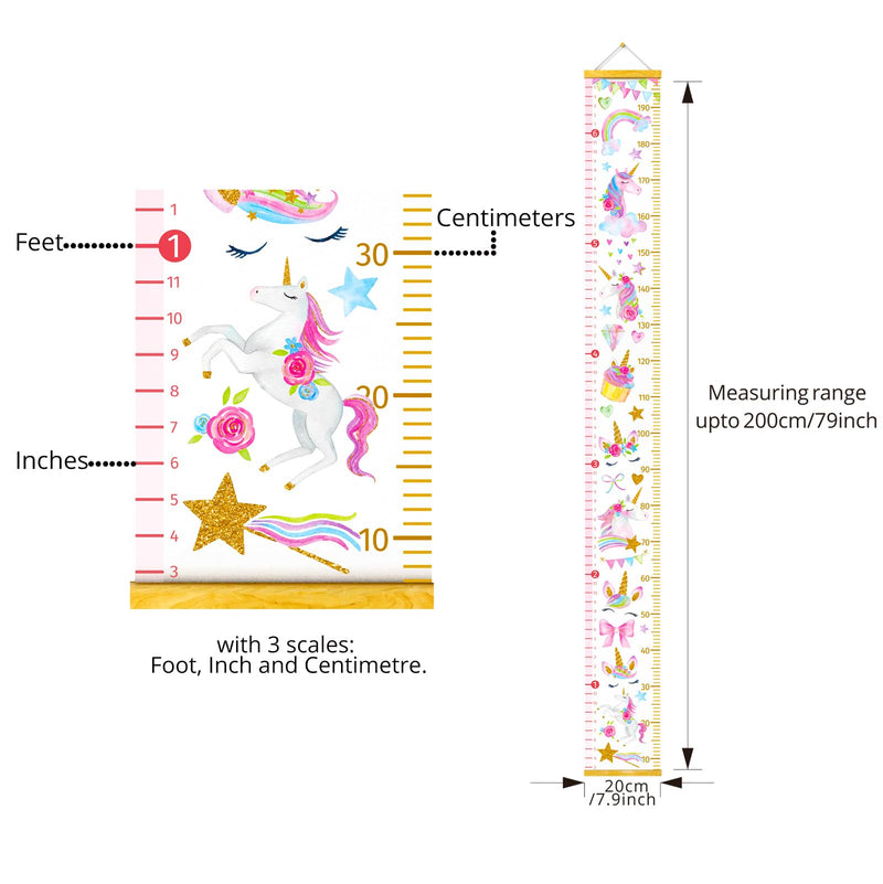[Australia] - HomeEvolution Kids Growth Chart Height Measuring Chart, Classical Canvas Wall Hanging Rulers for Baby Children Girls Bedroom Decor (Unicorn) Unicorn 