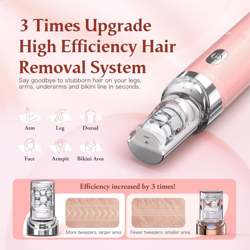 Epilator,2 in 1Epilator for Women Rechargeable,Womens Electric Shaver with LED Light,Rechargeable,Hair Removal for Women Legs/Face/Bikini/Arms,Smooth Epilator Trimmer Travel Kit Set Upgrade Champagne Pink Light