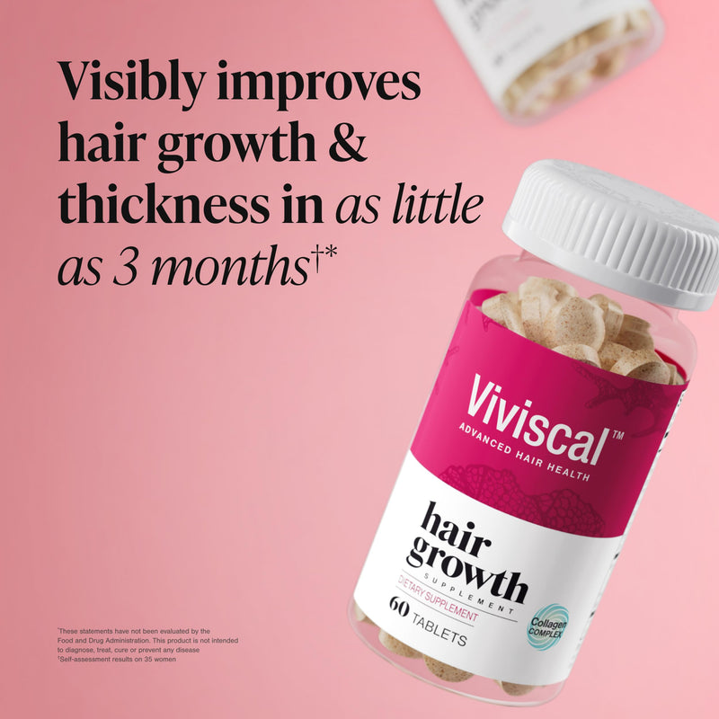 Viviscal Hair Growth Supplements for Women, 60 Tablets, 1 Month | For Thicker & Fuller Hair, Thinning Hair Support, Biotin & Marine Collagen, Drug-Free Bottle 60 Count (Pack of 1)