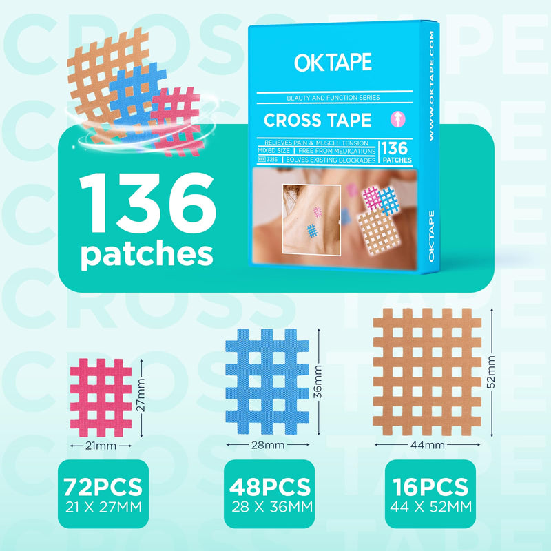 [Australia] - OK TAPE Cross Tape for Muscle Trigger Points and Acupuncture Points,Strong and Versatile for Home, Office, and Outdoor UseÔºåMix Box, 136PCS 