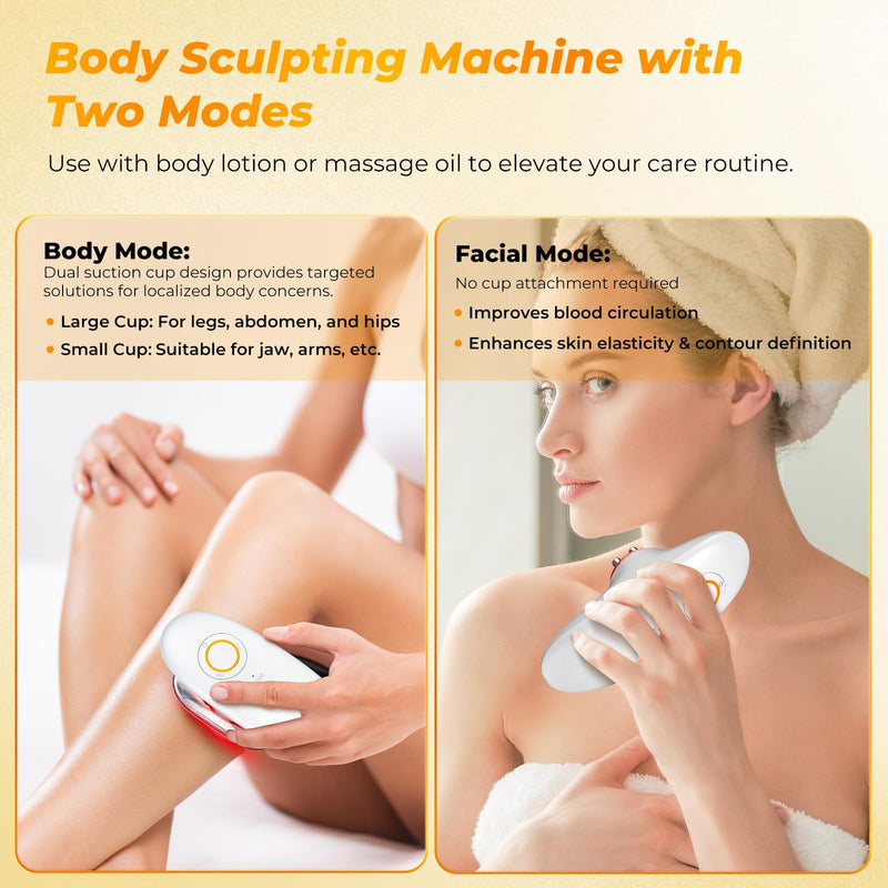 3-in-1 Cellulite Massage - Body Sculpting Machine Home Use Cupping Therapy Tool for Belly, Arms, Legs, Waist - 2 Modes Portable Skin Tightening Device -1Pack