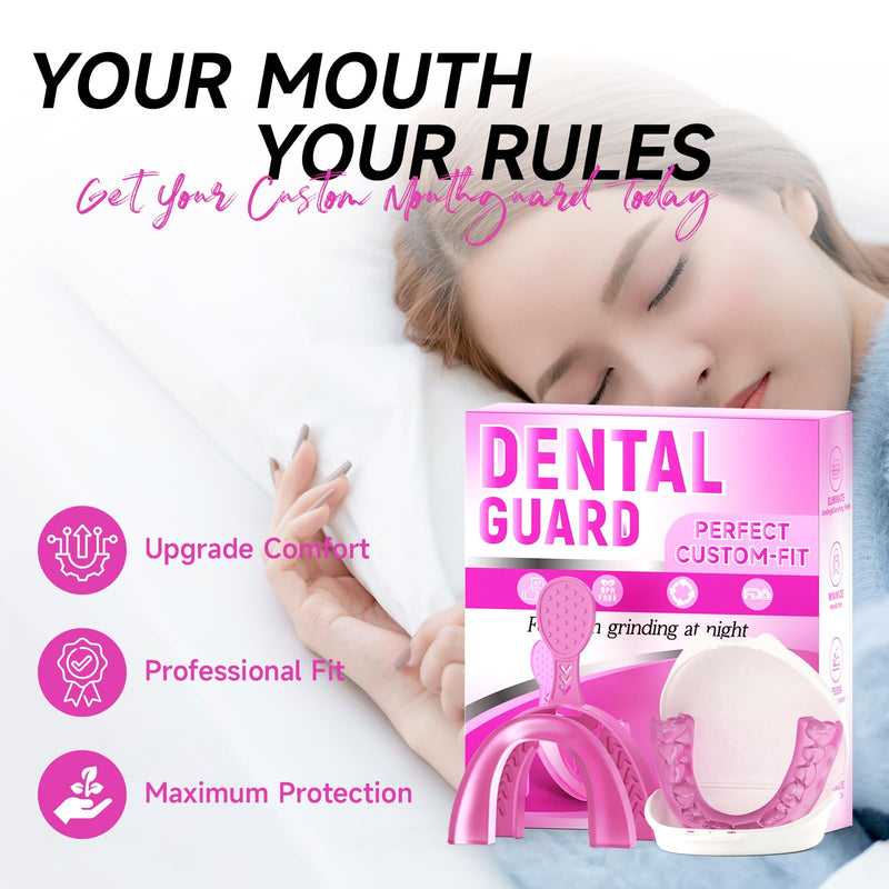 Upgraded Mouth Guards for Grinding Teeth, 4 Pack, Standard Size, Professional Night Guard with Fitting Tray, Comfortable Mouth Guard for Clenching Teeth Pink