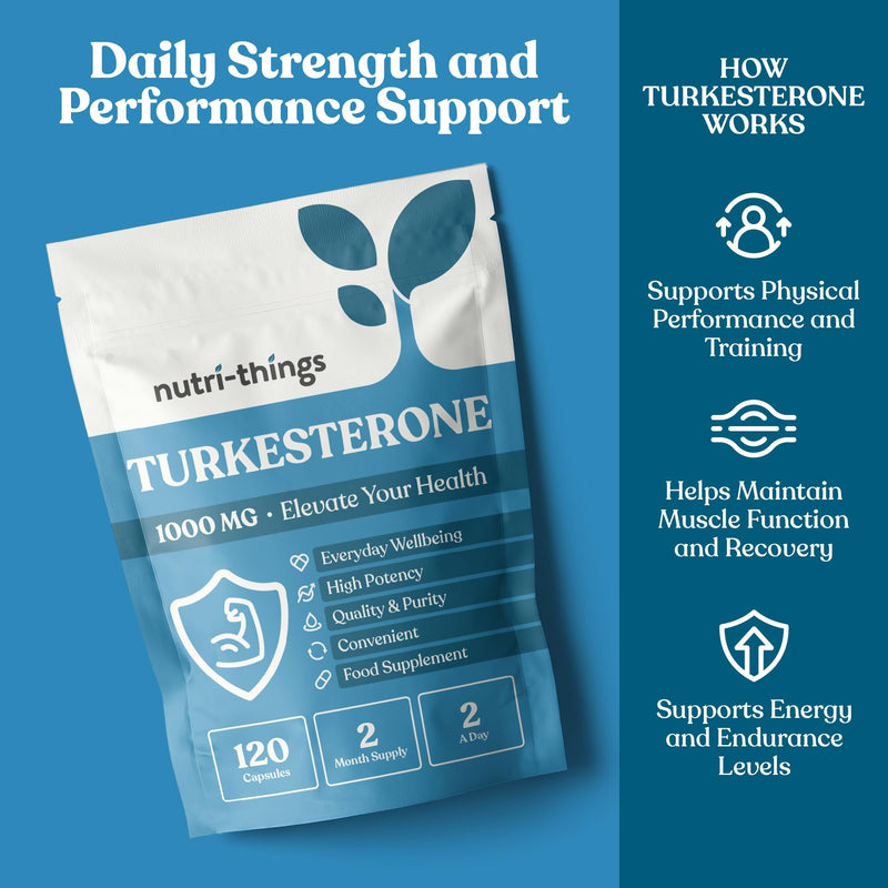Turkesterone Capsules | Muscle Recovery and Muscle Growth Supplement | Max Strength 1000mg Per Serving | 120 Capsules 120 count (Pack of 1)