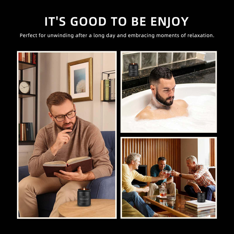 [Australia] - Scented Candles Set | Men Candle Set, Scented Candles for Home, Gifts for Men - 4 Pack Men Candle Gifts Soy Candles Scents of Lavender/Leather/Oak/Smoke & Vanilla Pack of 4 