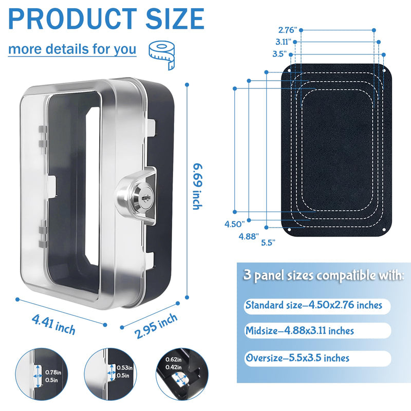 [Australia] - Child Proof Outlet Lock Box with 2 Durable Keys - Heavy Duty Safety Cover for Baby Proofing, Tool-Free Installation, More Space for Large Plugs Universal Fit Socket Protector (1Pack, Black) 1 pack 
