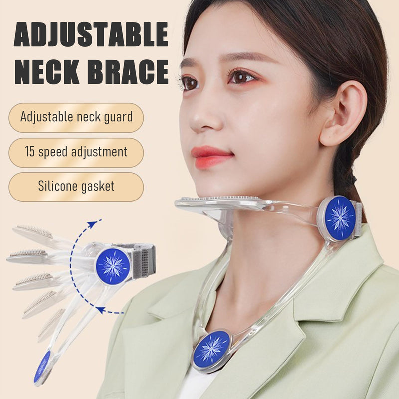 360° Adjustable Neck Collar - Neck Support with Neck Stretcher | Cervical Collar Made of Plastic for Correcting Forward Head Posture and Relieving Neck Pain White Folding
